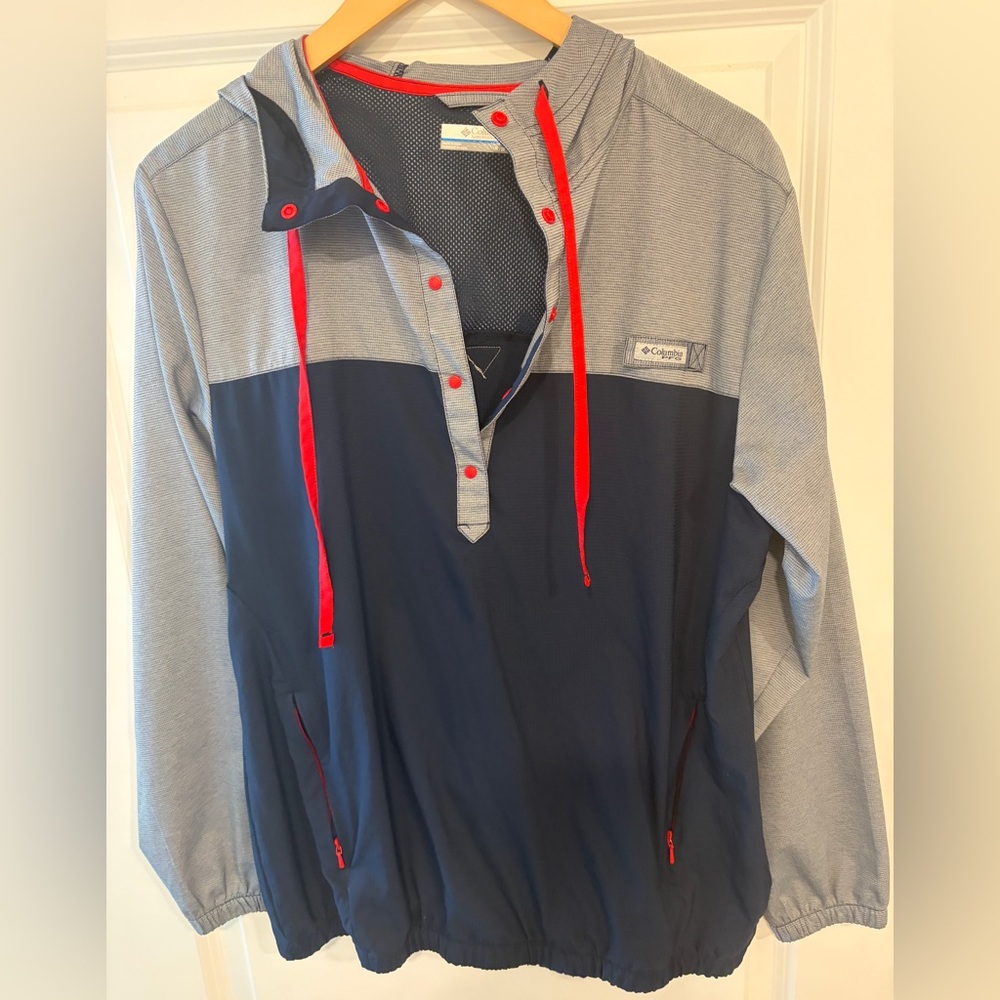 Columbia Blue and Gray Jacket with Red Trim